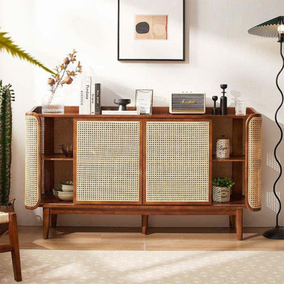 Retro and Simple Wicker Storage Cabinet