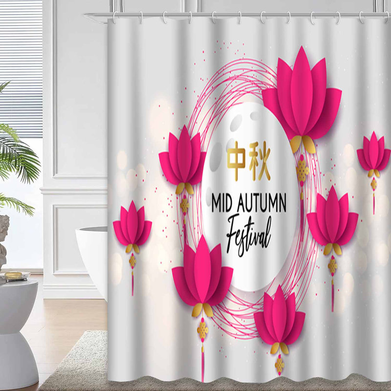 Rideau de douche mi-automne avec 12 crochets, L 72 po x l 72 po