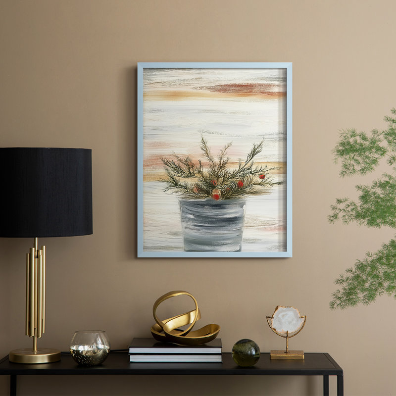 «Christmas Holiday Art DCCXLI», reproduction d'art encadrée - bois massif, Bleu, H 30 po x l 24 po