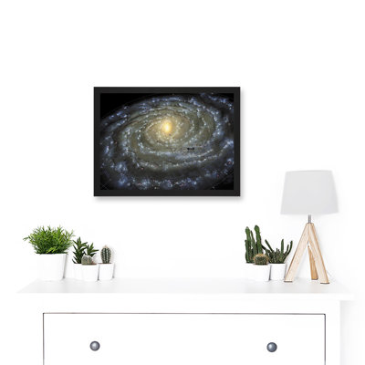 Space Map Milky Way Galaxy Spiral Stars Solar System Earth Diagram - Single Picture Frame Print