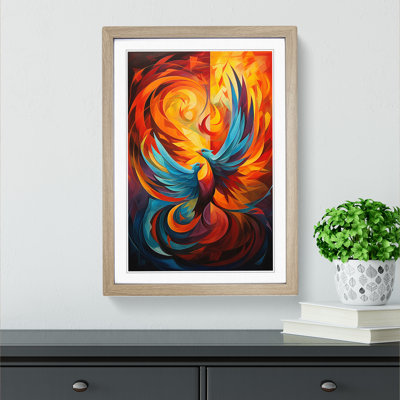 Phoenix Cubism - Single Picture Frame Print on Wood