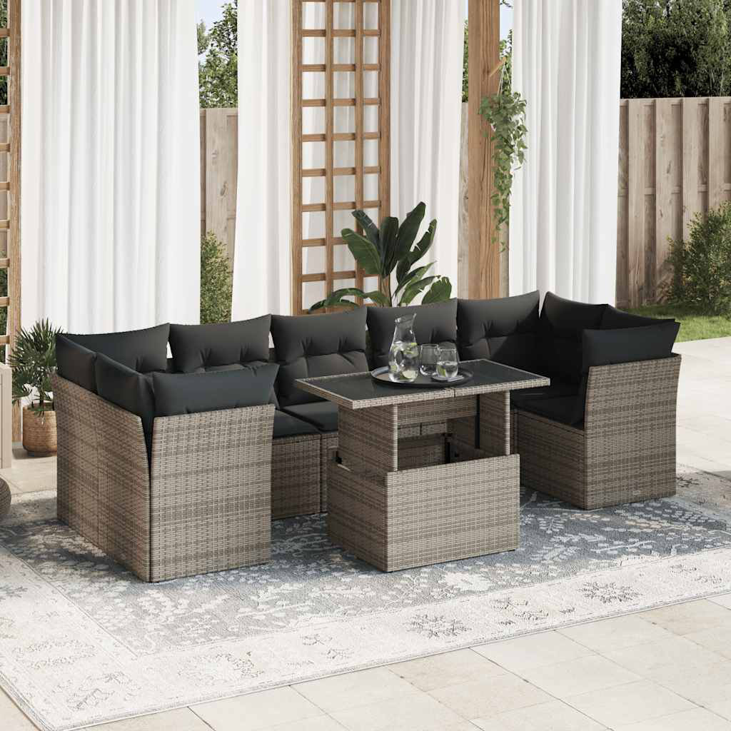 Vidaxl 8-Tlg. Garten-Sofagarnitur Mit Kissen Beige Poly Rattan