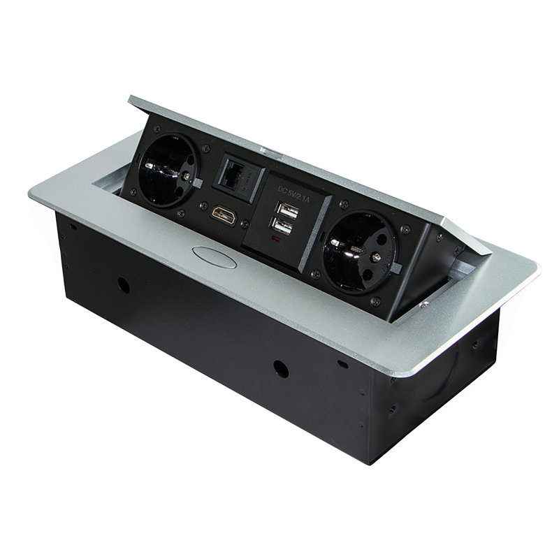 Pharris 13cm H x 14.5cm W Desk Socket, Aluminum