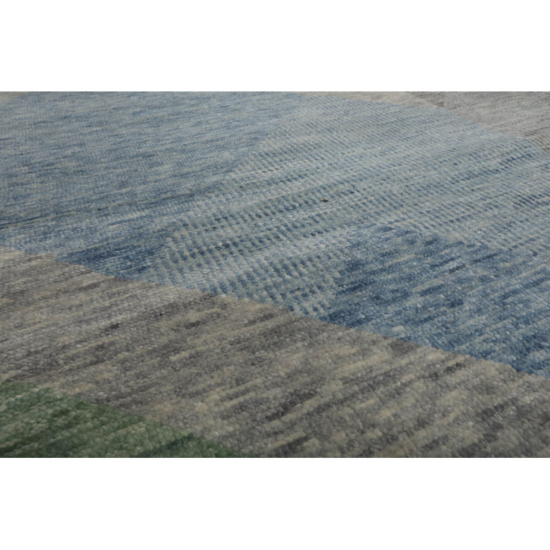 Tapis rectangulaire en laine tissé à la main en gris