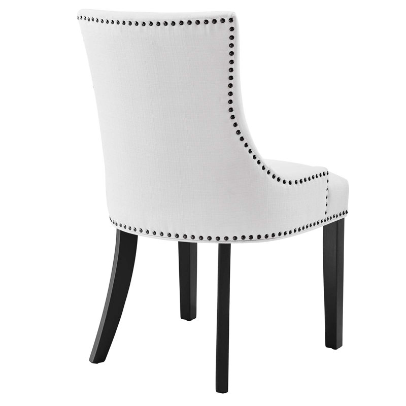 White Faux Leather Upholstered Side Chair with Wood Legs