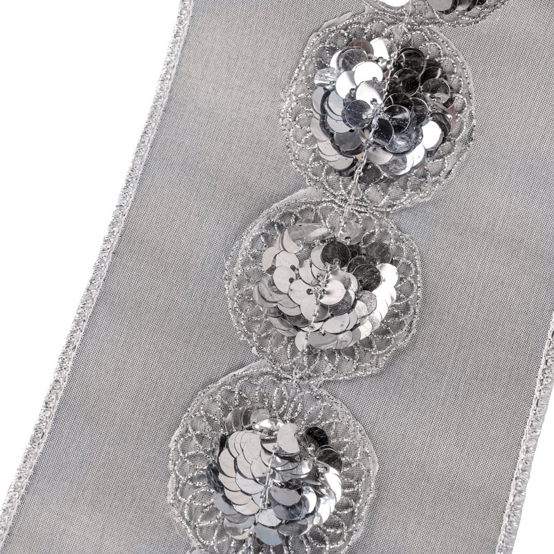 Ruban de taffetas perlé à paillettes, Gris