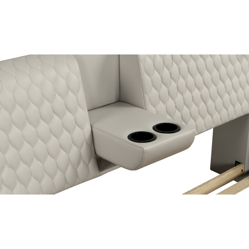 Smart Multifunctional massager Bed Made with Wood and Faux Leather, Beige, Queen