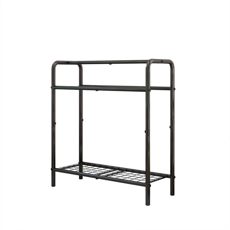 3 Tier Black Freestanding Towel Rack, Stainless Steel Bathroom Towel Holder With Mesh Shelf, Space-saving Design, Black