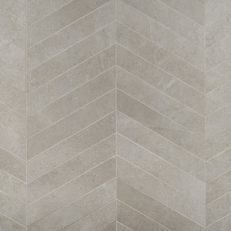Carrelage de sol et de mur en porcelaine mate 3,93 po x 20,86 po Grava Chevron (6,71 pieds carrés / caisse), Gris clair