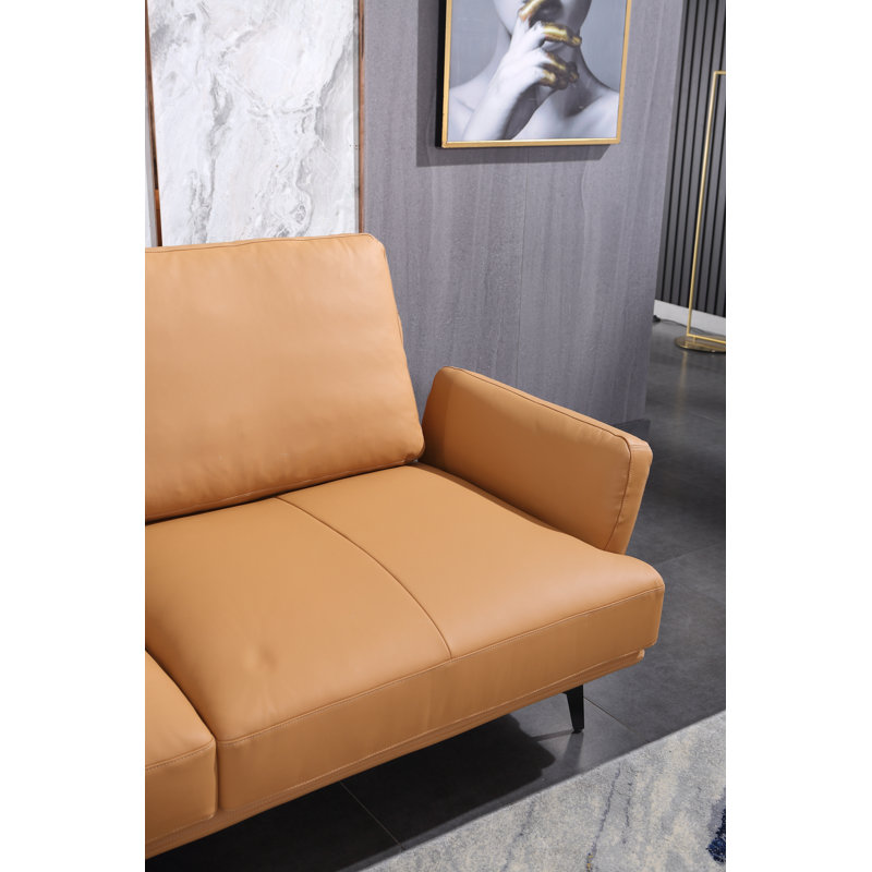 Sofa, Cognac Genuine Leather, 82"