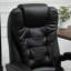 Fauteuil de bureau FlowLuxe à haut dossier et massage vibrant, similicuir noir profond, inclinable avec repose-pieds pour le bureau personnel-1491596135