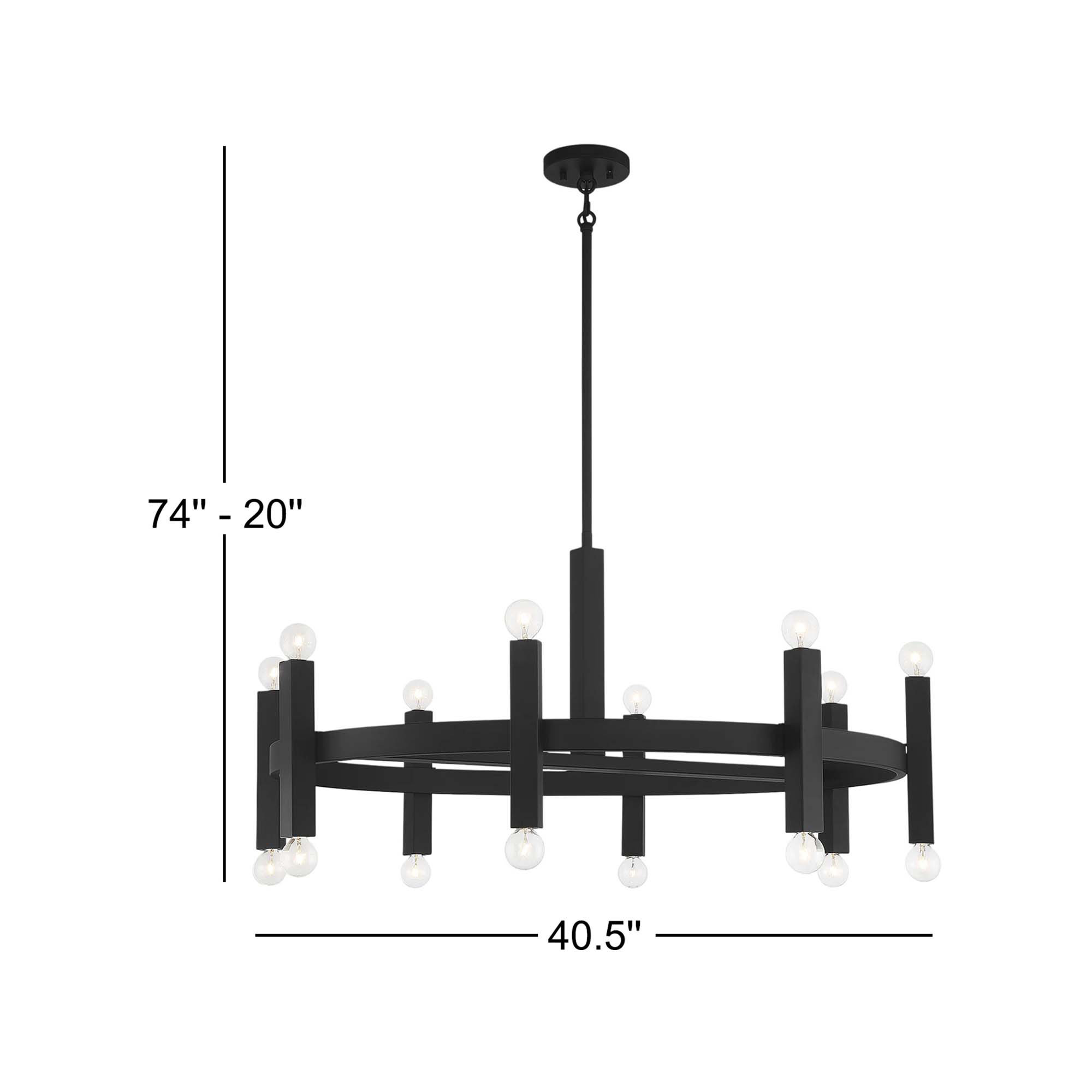 Cassi 16 - Light Wagon Wheel Chandelier, Black