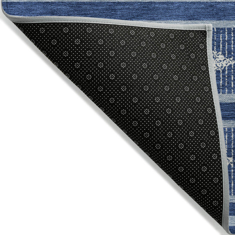 Navy Diamond Pattern Washable Synthetic Rug 2'6" x 3'10"