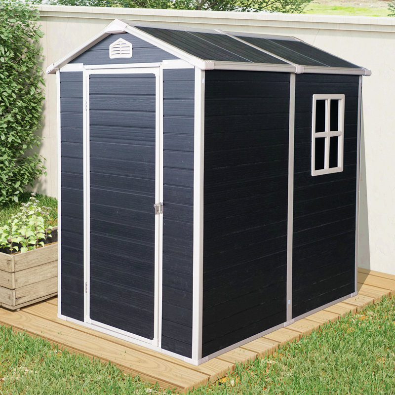 4 Ft X 6 Ft Outdoor Plastic Storage Shed With Floor,Black