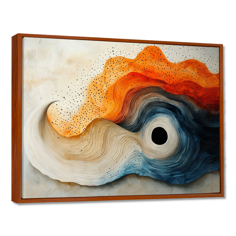Silent Burst Spiral Of Ink I - Abstract Spirals, art mural, H 12 po x l 20 po, Cadre flottant, Brun