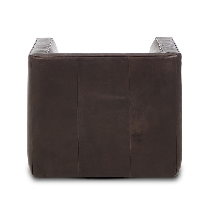 Phillip Swivel Chair-Delta Tweed, Heirloom Cigar Genuine Leather