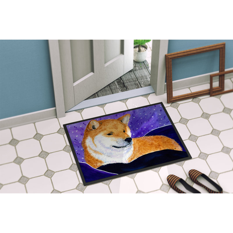 Paillasson d’intérieur antidérapant Storrie Shiba Inu, Rectangle 2 pi x 3 pi