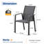Chaises de patio grises en aluminium de 4, empilables et respirantes, ergonomiques pour 4 personnes assises confortablement assises et dotées d'un filet respirant