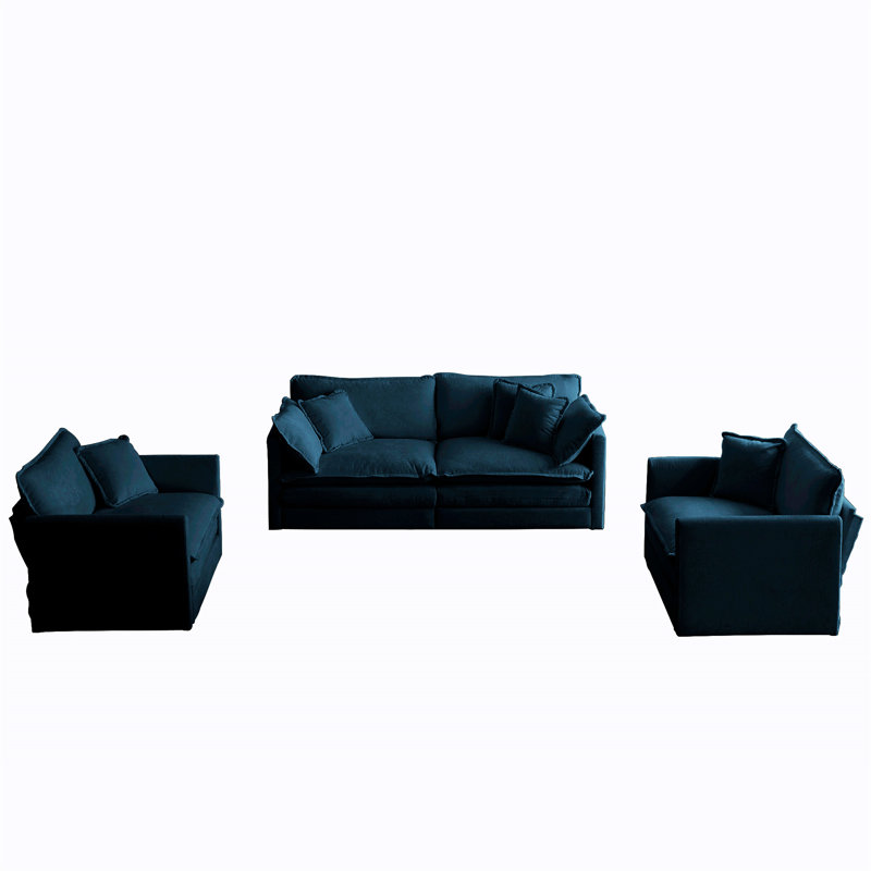 Ensemble de canapé 3 pièces avec accoudoirs et coussins décoratifs