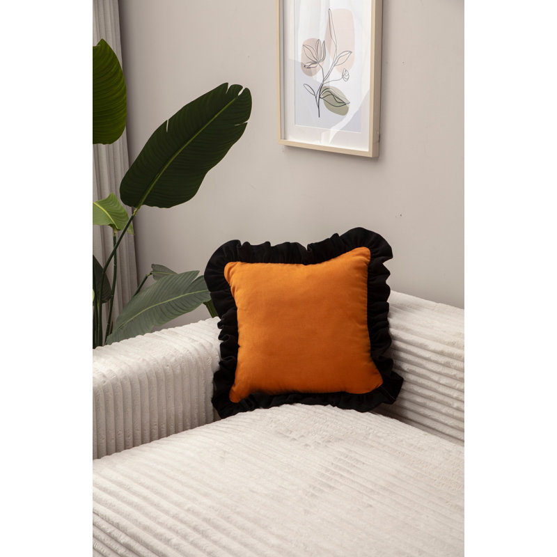 Housse de coussin, Orange / noir, H 17 po x l 17 po