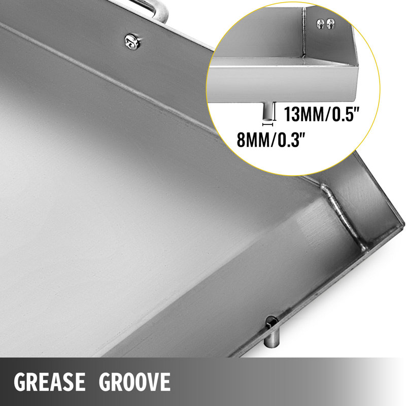 32" x 17" Silver Stainless Steel Flat Top Griddle with Handles