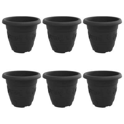 Round Flower Pot 6 Pcs Plastic