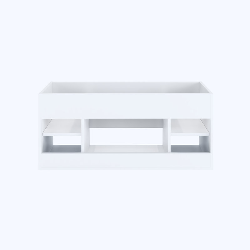 White Wall-Mounted Floating Bathroom Vanity with Ceramic Porcelain Countertop