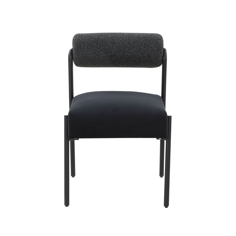 50cm H Velvet Upholstered Side Chair, Black