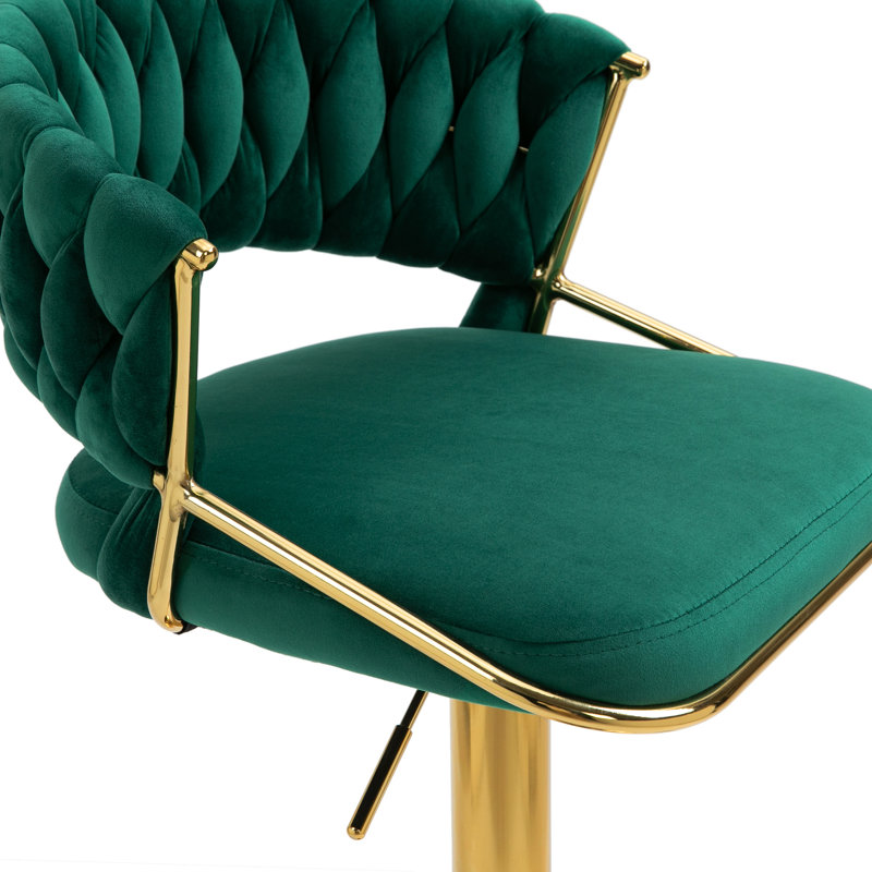 Tabouret de bar Christal, Vert foncé, Doré