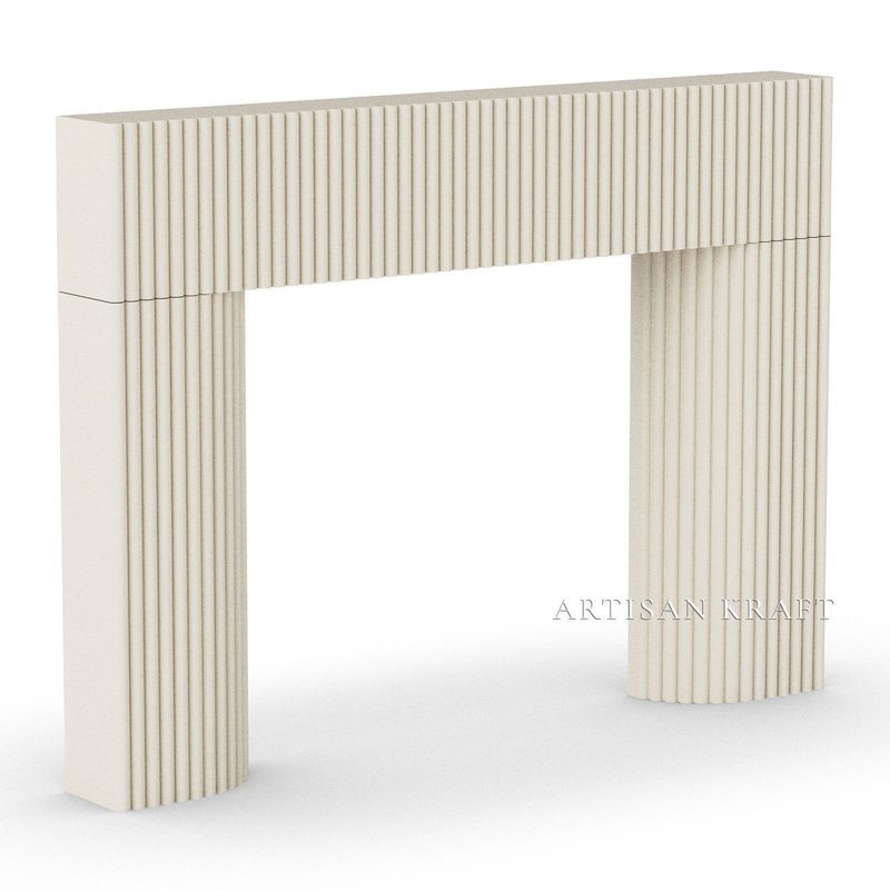 Encadrement de cheminée en pierre Reeded, H 56 po x l 81 po x P 8 po, Beige