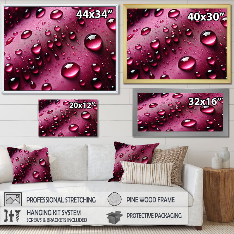 " Red Rose With Raindrops X ", Gold Single Picture Framed, 30" H x 40" W x 1.5" D