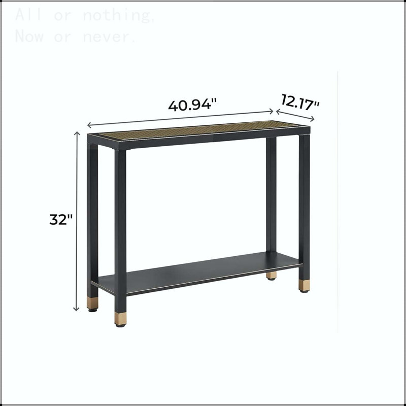 Glass Entryway Table with 2-Tier Metal Structure, Black