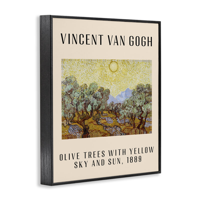 «Classic Olive Trees» par Van Gogh, estampe numérique par Daphne Polselli, H 20 po x l 16 po, Giclée encadrée noir minuit