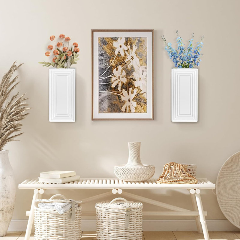 Vase mural en bois Durno, Blanc