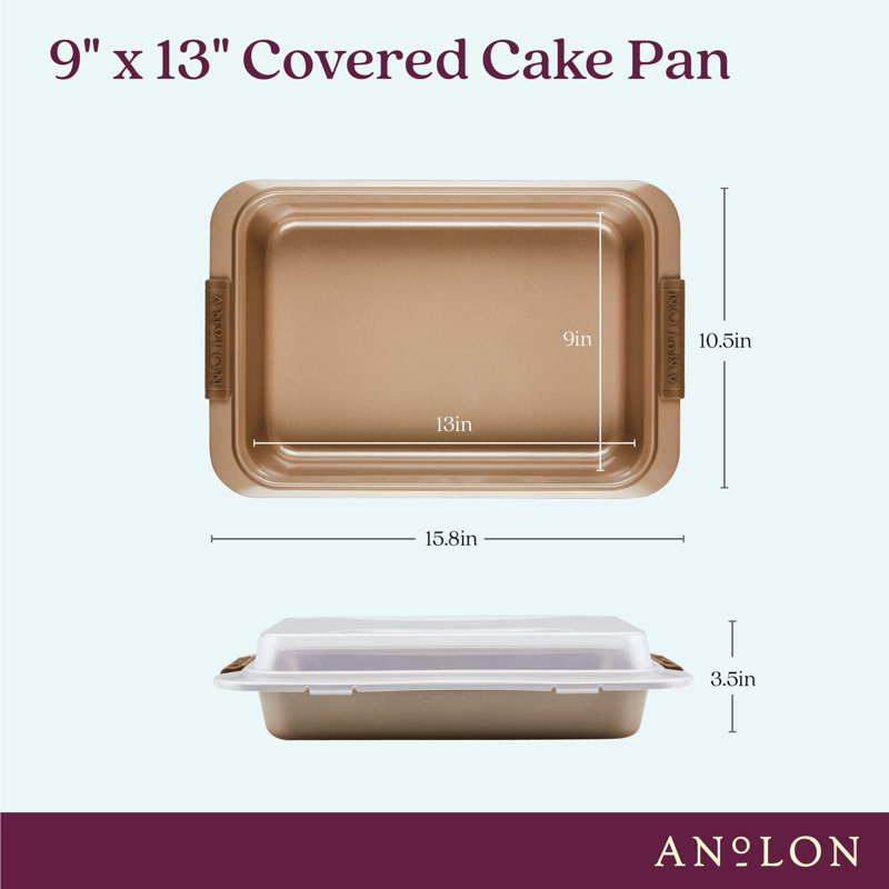 Anolon Advanced Nonstick Covered Cake Pan with Grips, Bronze