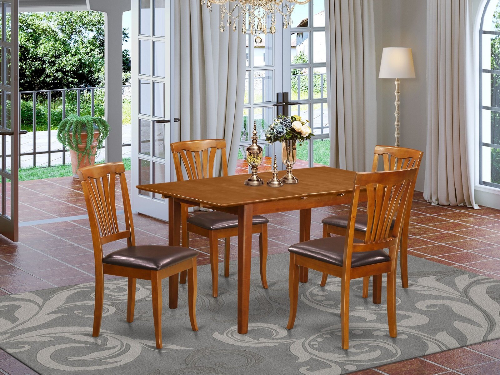 Lark Manor Adonica Butterfly Leaf Rubberwood Solid Wood Dining Set ...