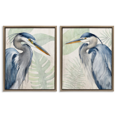 Ensemble de 2 toiles flottantes Heron Palms Tropical Plants, design par Kim Allen