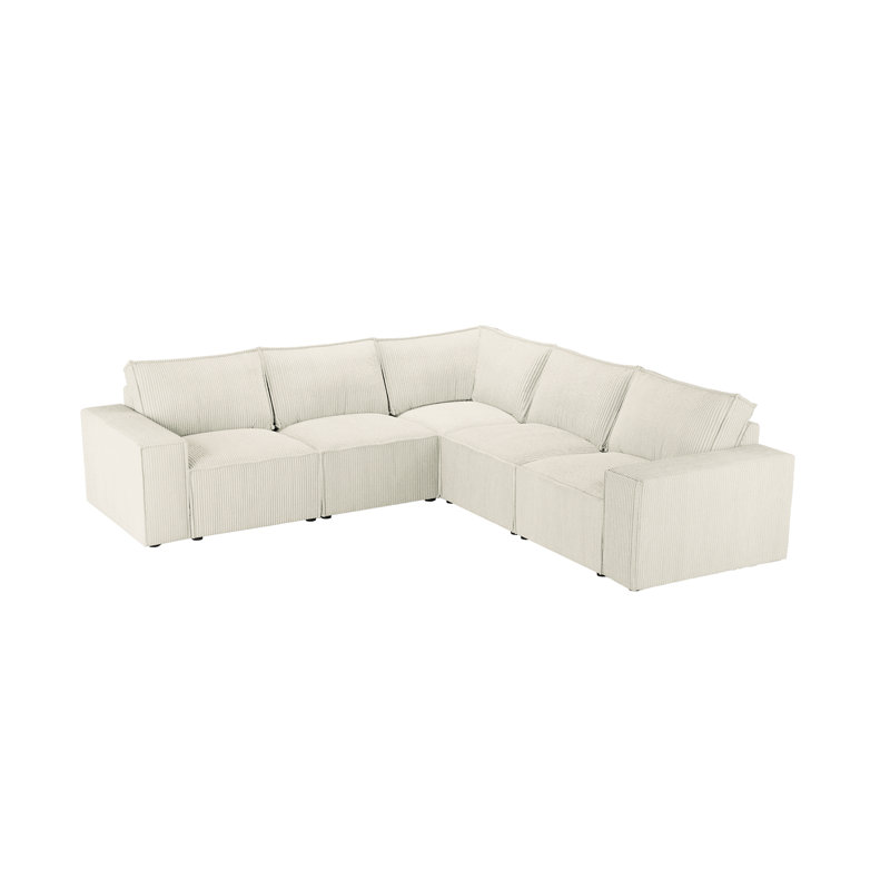 Beadie 3-Piece Corduroy Cord Corner Sofa , Beige
