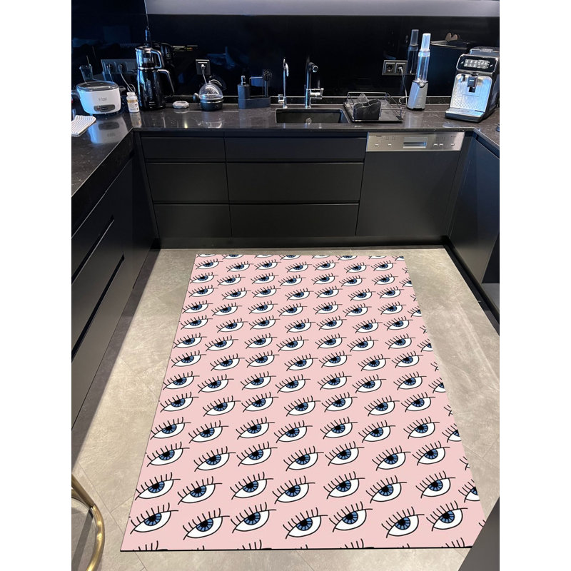 Tapis tissé rose et bleu, Rectangle 5 pi 1,02 po x 7 pi 6,55 po