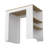 Kitchen Island, Three Side Shelves, White and Light Oak Finish