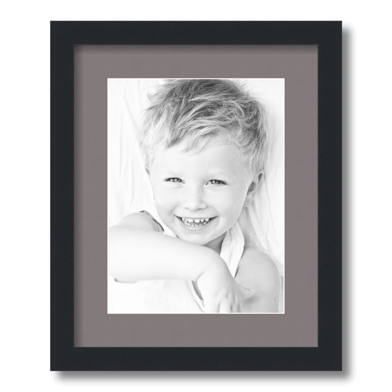 Classic Black Wood Wall Picture Frame with Pewter Mat