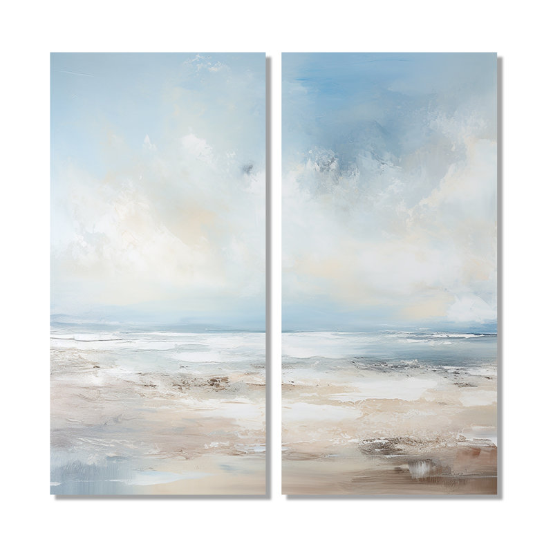 Coastal Beach Minimal Scenery III - impressions sur toile bleu côtier, 40" H x 40" W, Toile tendue, Ne s’applique pas