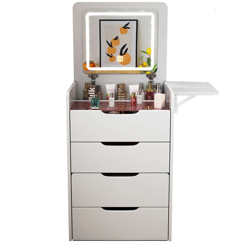 31 tables de chevet avec coiffeuse et tiroirs, tabouret de bureau caché compact avec miroir blanc