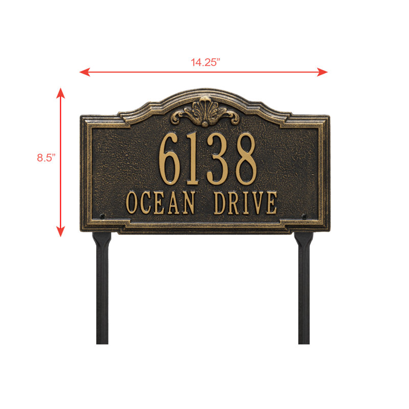 Gatewood Personalized Standard 2-Line Lawn Address Sign, Black/Gold, Yes