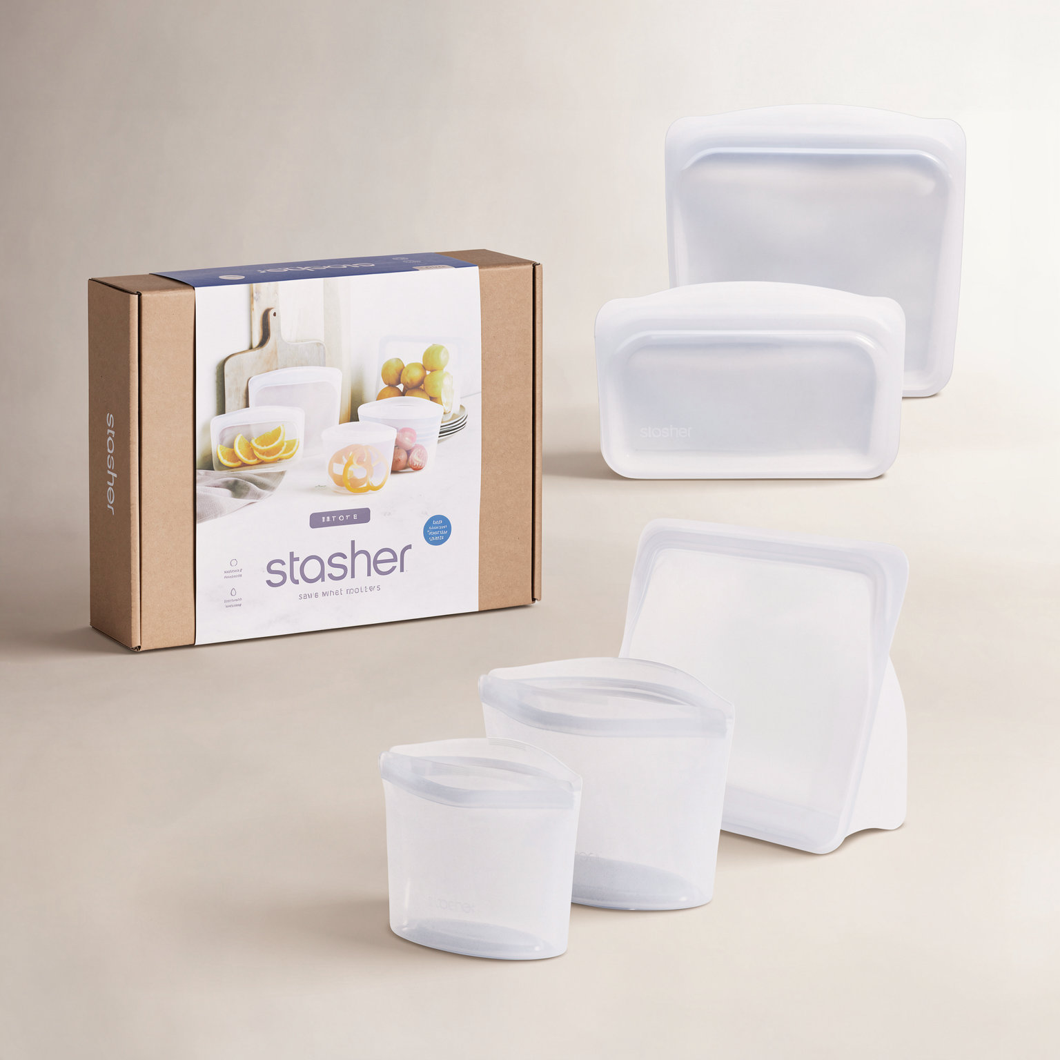 Variety 5-Piece Food Storage Bag Set, Clear