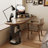 Nut-brown Half-circle Solid Wood desks-107971829