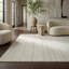 Tapis intérieur rayé beige / crème 7 pi x 10 pi (6 pi 7 po x 9 pi 6 po) Sama Branch Branch, tapis moderne, à poils moyens et résistant aux taches-2146281749