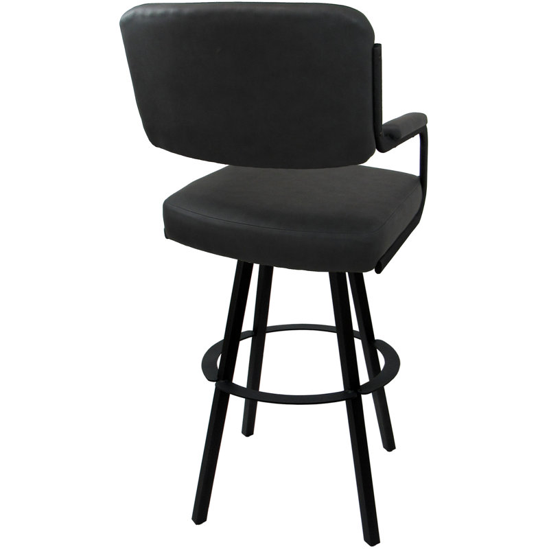 Tabouret de bar pivotant Kambria, Vinyle gris / cadre noir
