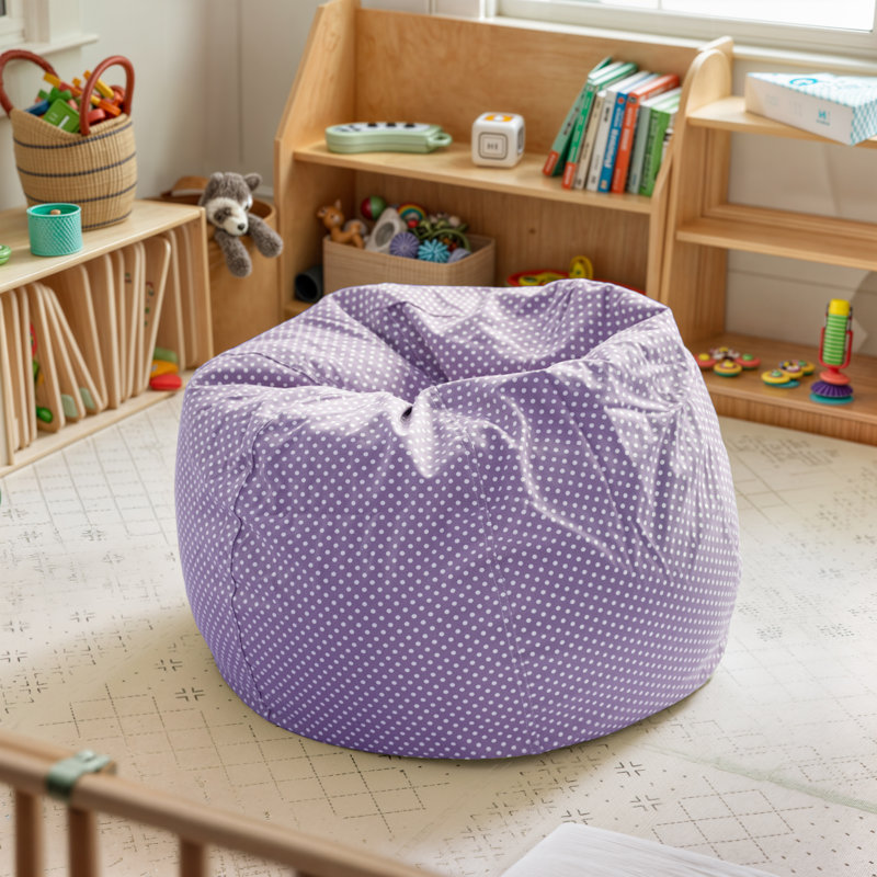 Fauteuil à billes en coton Classic, Lavande / sergé de coton blanc, Petit