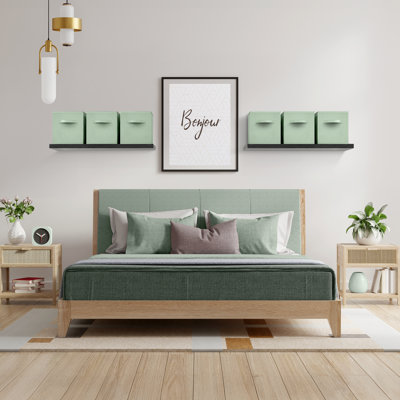 Ensemble de 6 cubes de rangement pliables de 13 pouces avec poignée Sorbus - pour organiser la maison, les tablettes, la chambre de bébé, la salle de jeux, le placard et plus, vert sauge